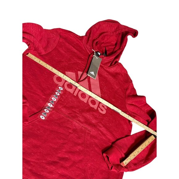 Adidas Womens Red maroon Hoodie Sweatshirt M 12-14 Logo Print Drawstring Comfor - Picture 10 of 15